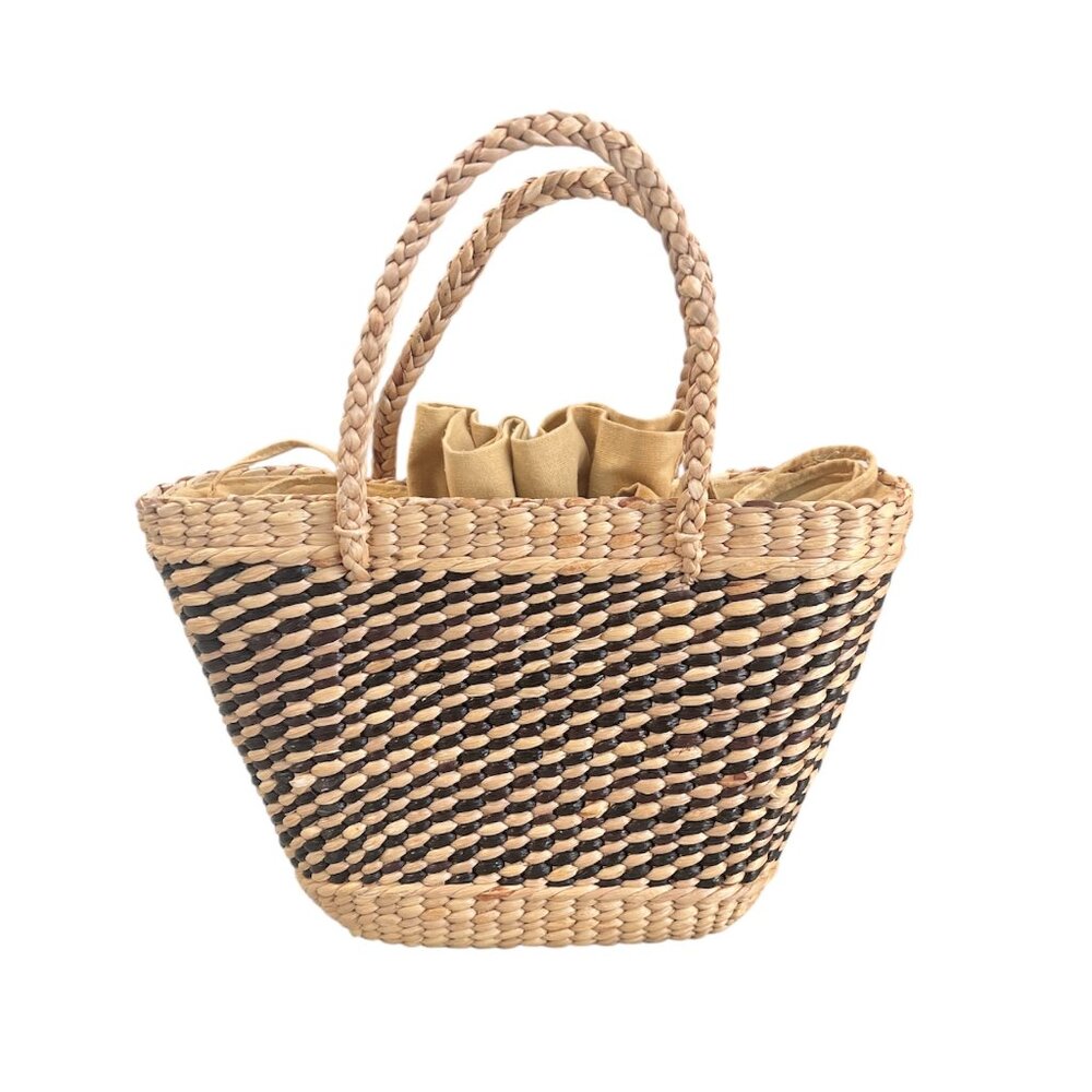 Hat Attack Hannah Straw Purse Drawstring Bag Braided Handles